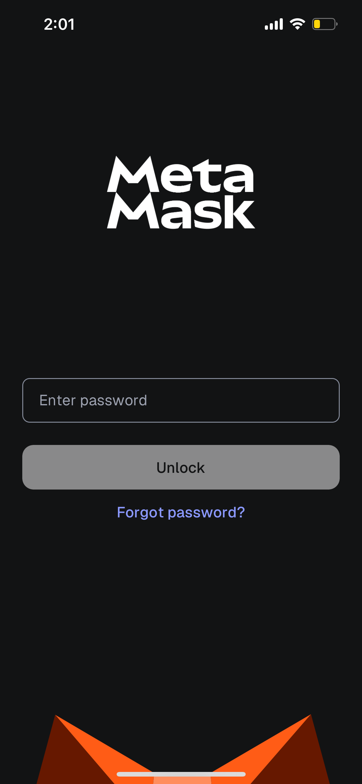 MetaMask unlock screen